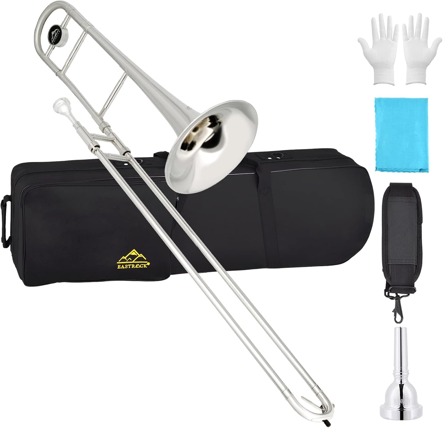 EASTROCK Bb Tenor Slide Trombone with Hard Case for Beginners