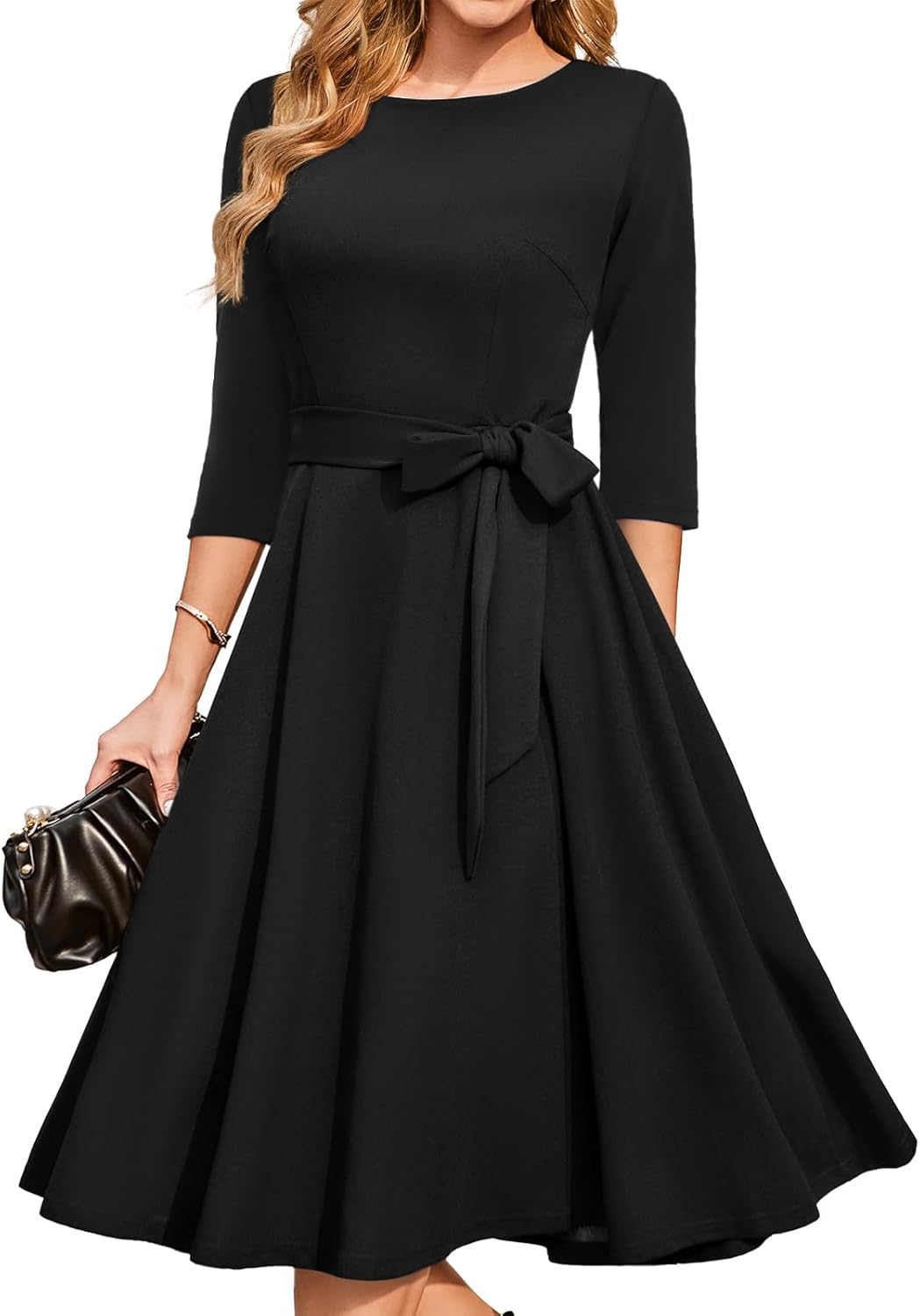 DRESSTELLS Vintage Wedding Guest Dresses for Women, 3/4 Sleeves