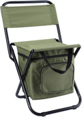 Fishing Chair Stool with Cooler Bag - Portable Folding Camping Seat