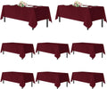 Tablecloths for 6 Foot Rectangle Tables 8 Pack - Durable Burgundy