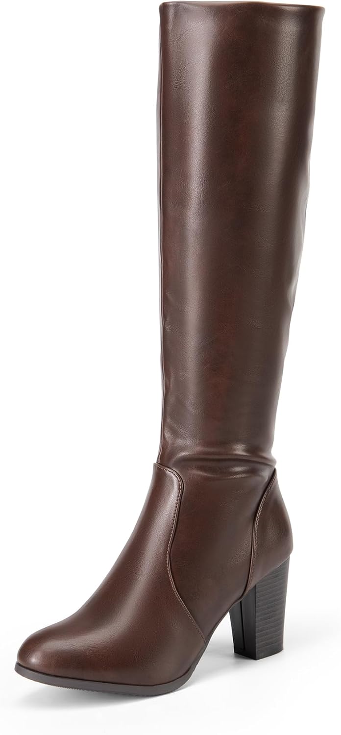 DREAM PAIRS Women's Chunky Heel Knee High Boots for Style