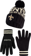 Ultra Game NFL Super Soft Cable Knit Beanie and Touchscreen Gloves
