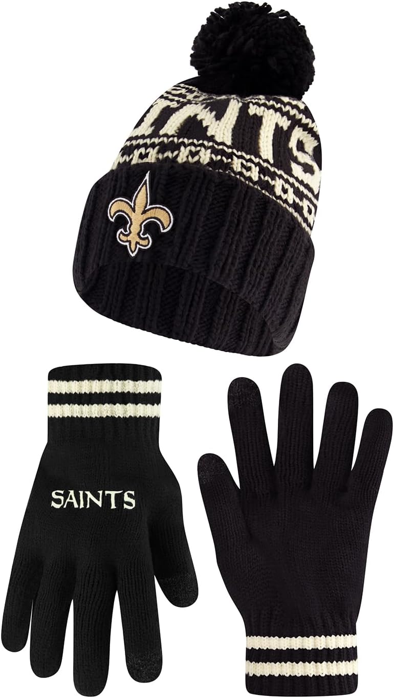 Ultra Game NFL Official Super Soft Cable Knit Beanie & Gloves