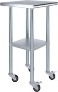 Stainless Steel 20 in x 20 in Work Table with Wheels - Mobile Prep