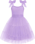 Girls Tulle Sundress with Bow-Tie Straps - Fancy Party Dress
