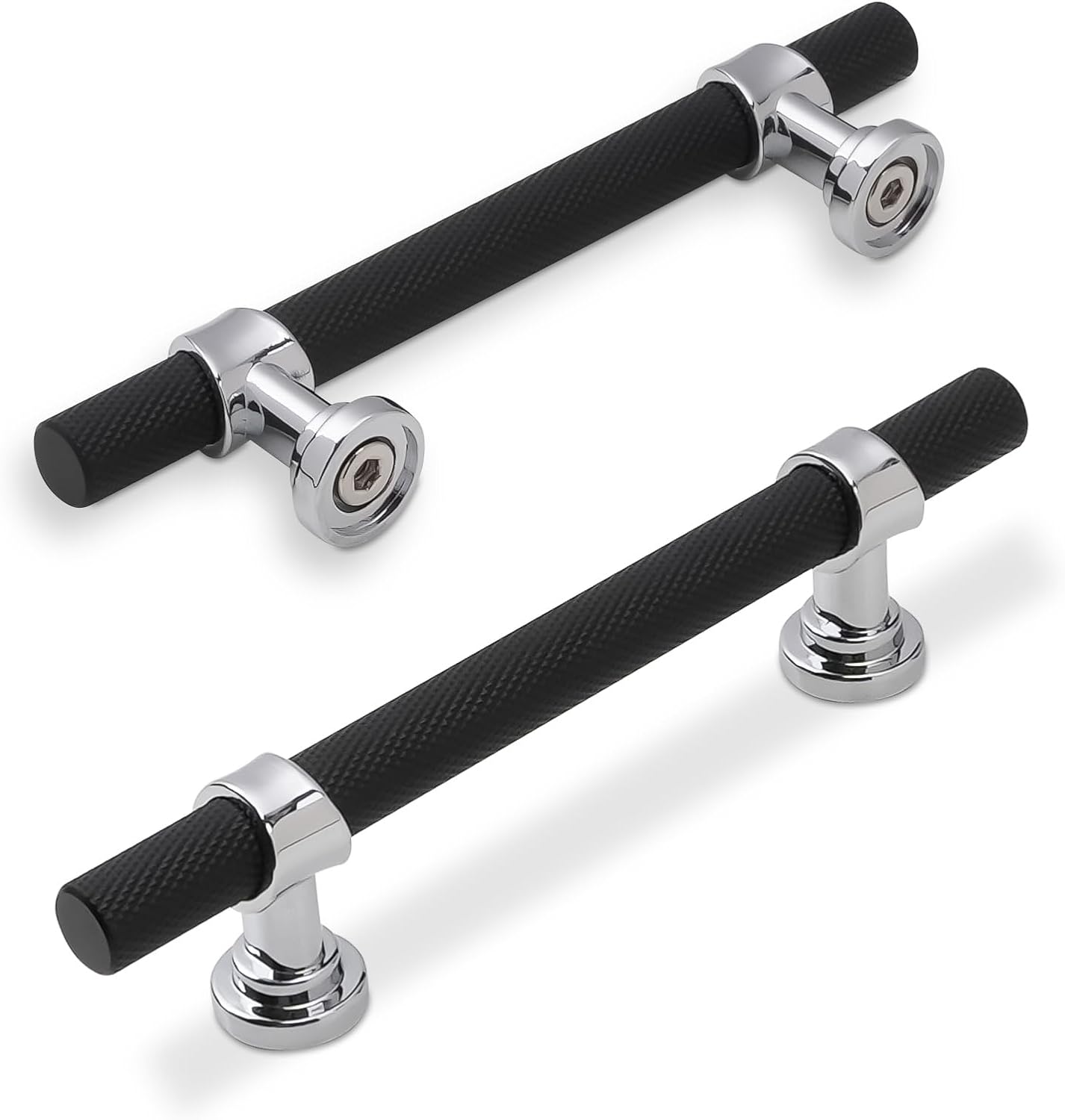 10 Pack 3-3/4 Inch Cabinet Pulls in Matte Black and Chrome