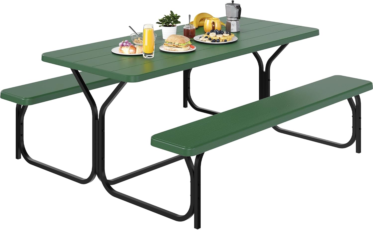 YITAHOME 6ft Outdoor Picnic Table with Sturdy Steel Frame