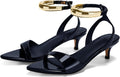 Coutgo Womens Low Kitten Heels Sandals Strappy Pointed Open Toe Shoes