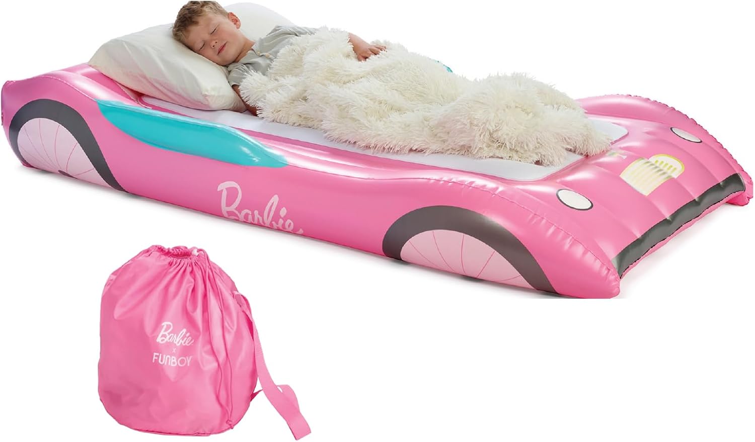 Barbie Kids Sleepover Travel Bed & Air Mattress for Comfort