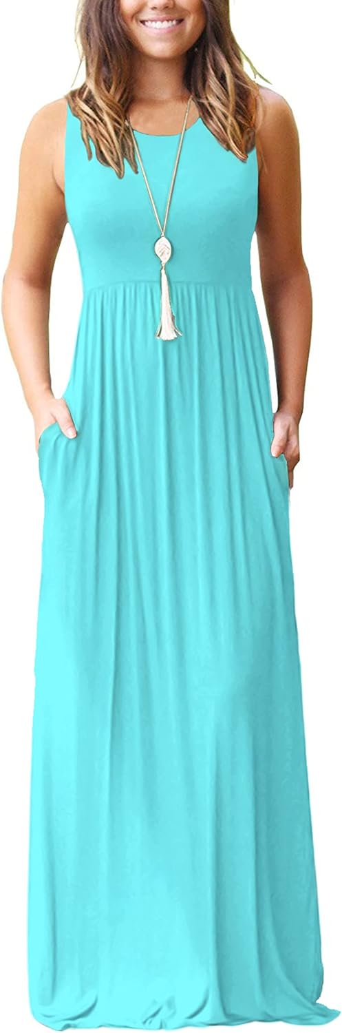 MOLERANI Women's Loose Plain Maxi Dresses with Pockets for All