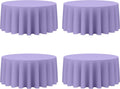 Lavender Round Tablecloth 132 in 4 Pack - Elegant Reusable Covers