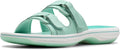Clarks womens Breeze PiperSlide Sandal Turquoise - Lightweight Comfort