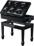 Adjustable Piano Bench with Storage and Memory Foam Cushion