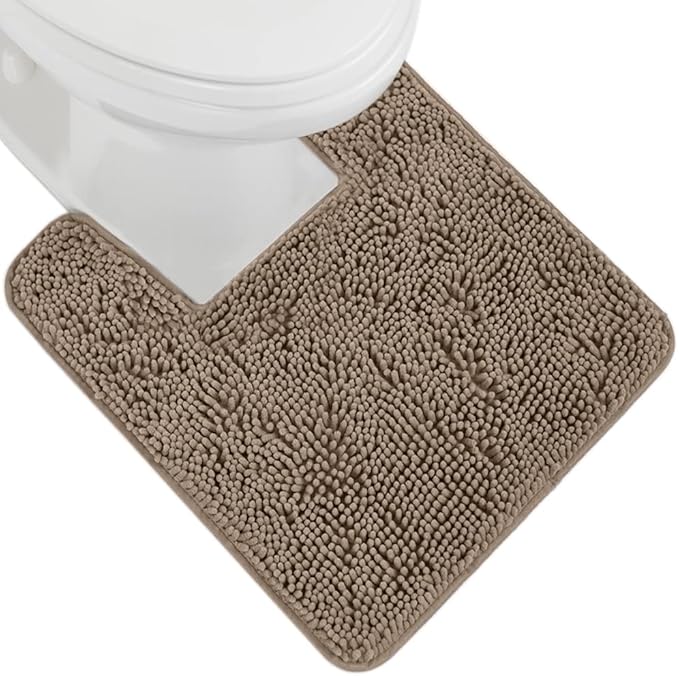 Gorilla Grip Shaggy Chenille Bath Rug Mat for Toilet Base