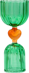 ban.do Double Jigger Shot Glass, 1/2 & 1 Shot Capacity, Green Glass Bar Tool
