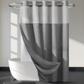 Heavyweight Grey No Hooks Required Dotted Waffle Weave Shower Curtain