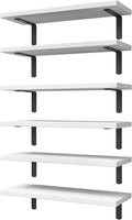 White Floating Shelves Set of 6 - Slim Wall Storage Shelves for Home