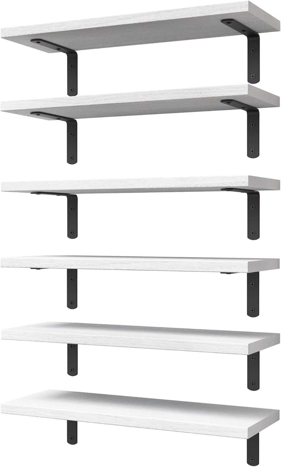 WOPITUES White Floating Shelves Set of 6 for Modern Decor