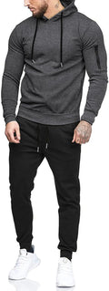 Mens Tracksuit 2 Piece Hooded Athletic Sweatsuit - Comfortable