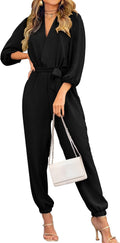 Women's V Neck Long Sleeve Jumpsuit Romper - Dressy Casual Fit