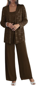 3 Pieces Chiffon Mother of The Bride Pant Suits (Style R9BW)