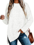 Qearal Women's Long Sleeve Fuzzy Popcorn Knitted Sweater - Cozy Fall