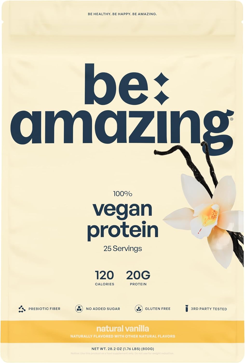 BE AMAZING Vegan Protein Powder with Natural Vanilla Flavor