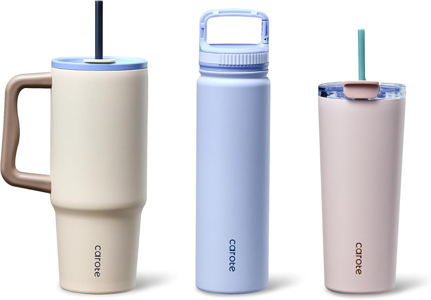 CAROTE Insulated Stainless Steel Water Bottles Set for Travel