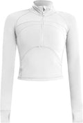 Women's Cropped Workout Jacket 1/2 Zip Pullover - Slim Fit Yoga Top