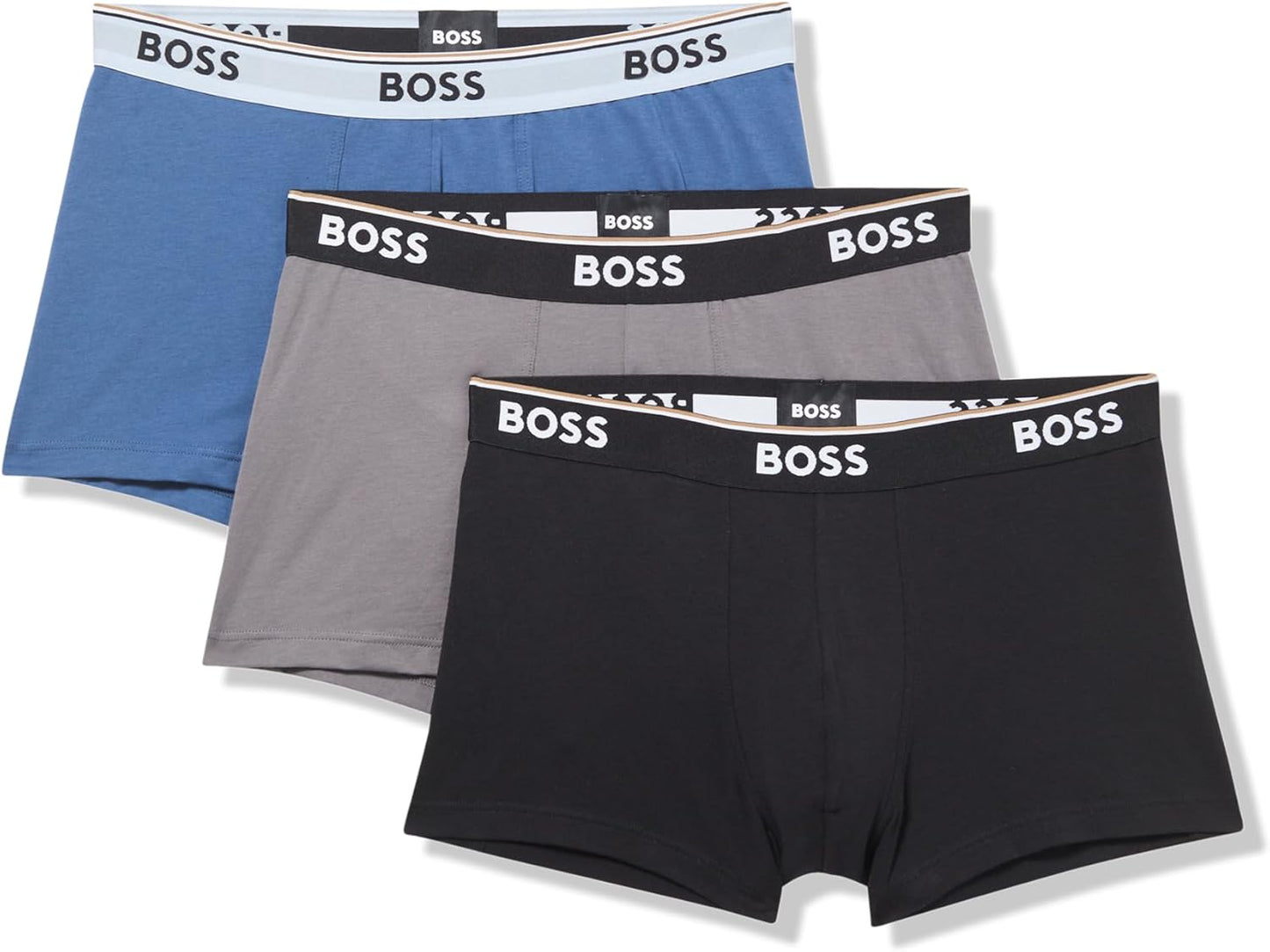 BOSS Men's 3-Pack Multi Color Bold Logo Trunks for Comfort