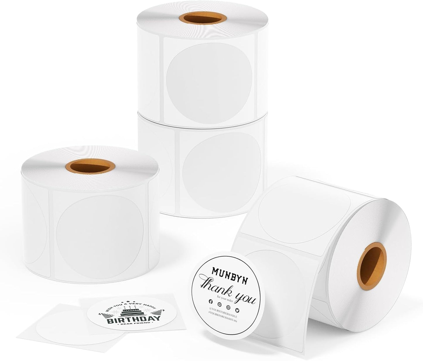 MUNBYN 2 Inch Circle Thermal Sticker Labels for Business Use