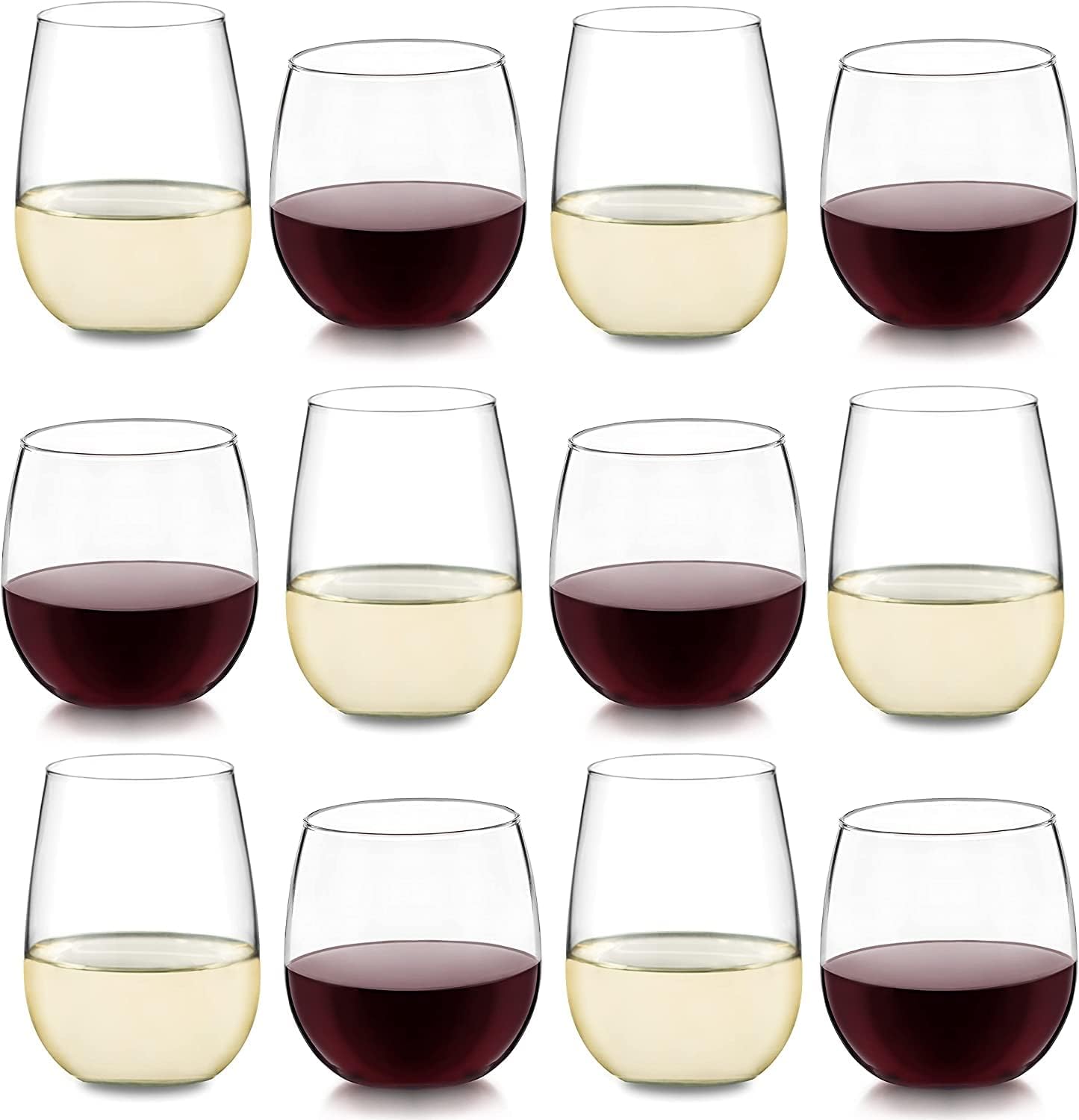 Libbey Stemless 12-Piece Wine Glass Set for Entertaining
