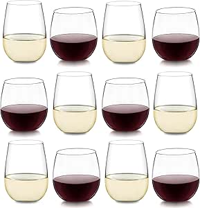 Libbey Stemless Wine Glass Party Set for Red and White Wines