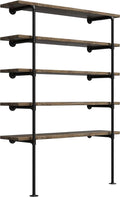 Industrial Retro Wall Mount Iron Pipe Shelf - 5-Tier DIY Utility