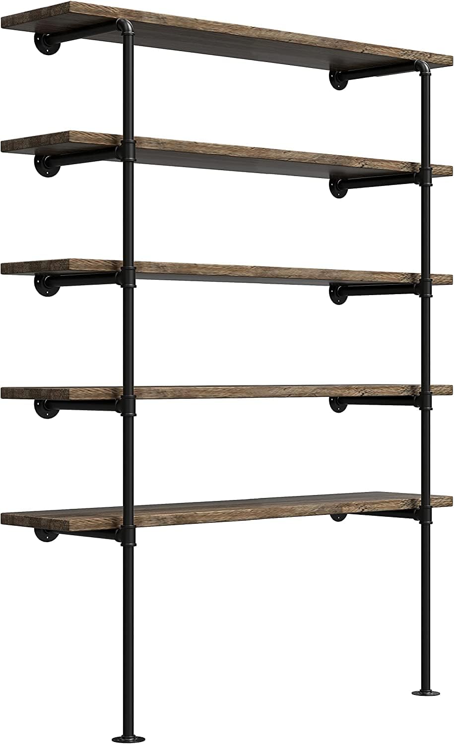 Industrial Retro Wall Mount Iron Pipe Shelf for Home & Office
