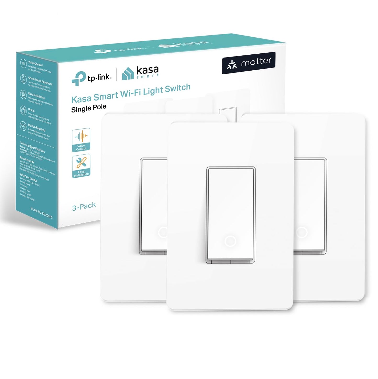 Kasa Matter Smart Light Switch: Voice Control with Siri & Alexa