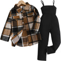 Toddler Girl Plaid Button Down Shirt and Corduroy Overall Jumpsuit Set