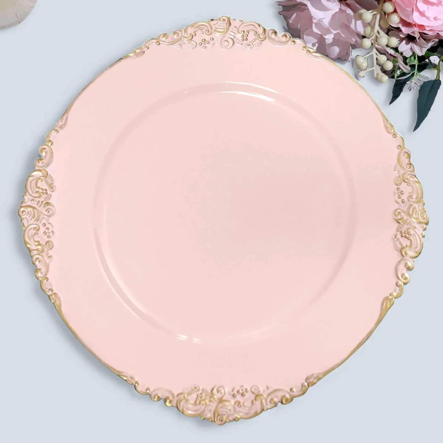 13-Inch Blush Acrylic Charger Plates - Set of 12 for Events