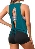 Aqua Eve Women's 3 Piece Tankini Set - Open Back Athletic Swimwear