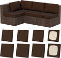 8Pcs Stretch Patio Cushion Covers - Reusable Dark Coffee Set