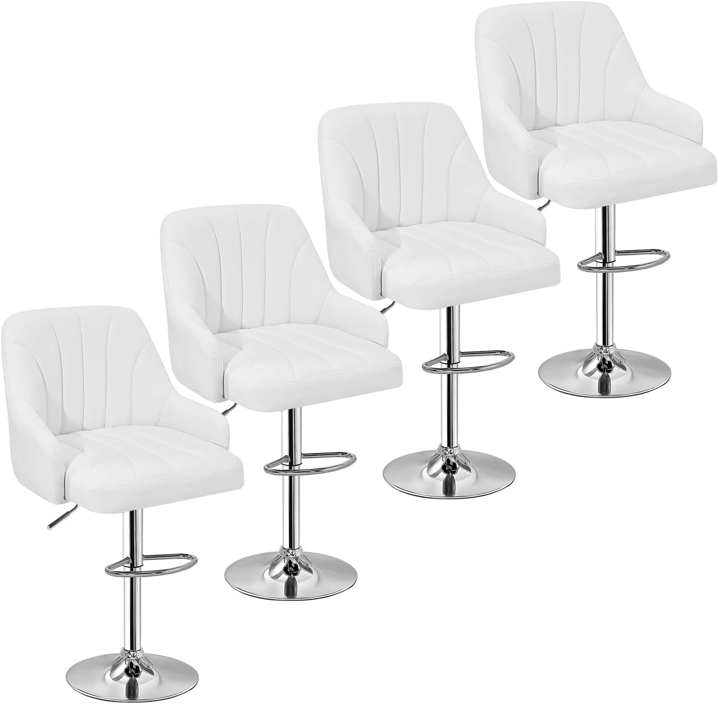 VECELO Adjustable Bar Stools Set of 4 for Modern Dining Rooms