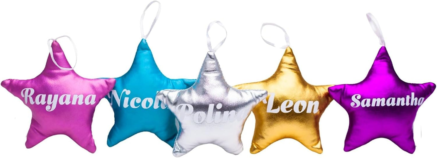 ZIMA BLUE 5pcs Handmade Velvet Hanging Star Ornaments for Christmas