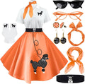 Sock Hop Outfits Women 1950s Poodle Dresses Set - 10Pc Retro