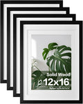 Egofine 12x16 Picture Frames 4PCS - Solid Wood Wall Frames