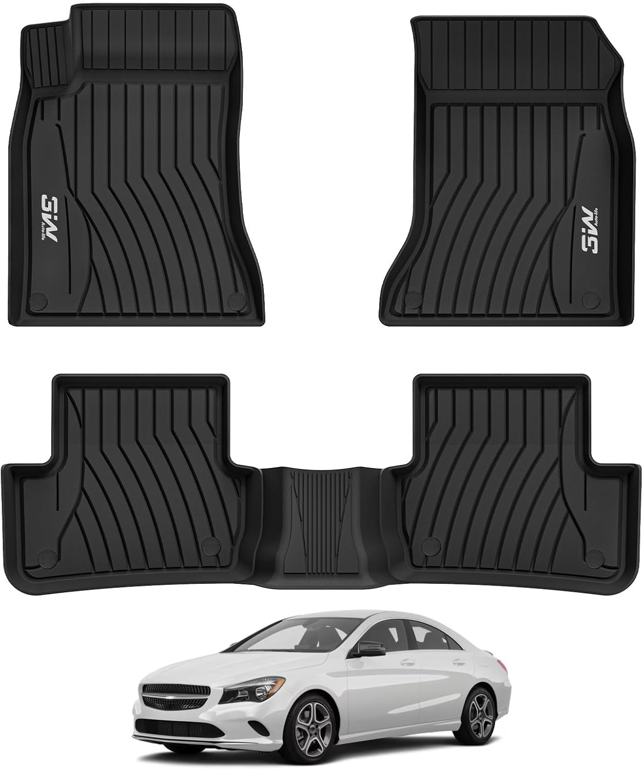 3W Floor Mats for Benz CLA 2014-2019 - All Weather Custom Fit