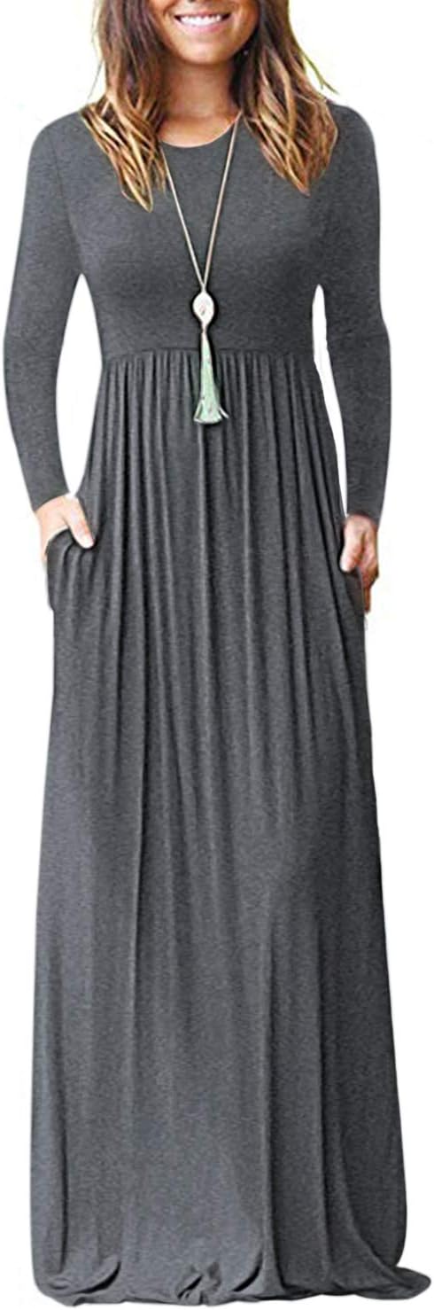 AUSELILY Women's Long Sleeve Maxi Dress with Pockets for All Occasions
