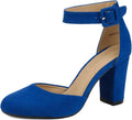 Women's High Heel Ankle Strap Chunky Wedding Pumps - 3in Heel
