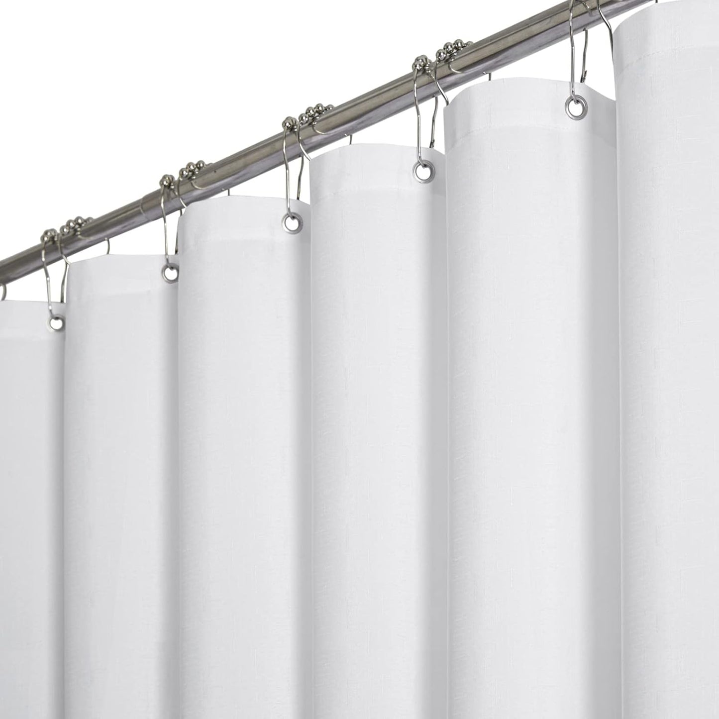 Long Linen Textured Shower Curtain Set, 96 Tall, White