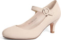 IDIFU Women's Jessy Mary Jane Pumps - Low Kitten Heels for Office