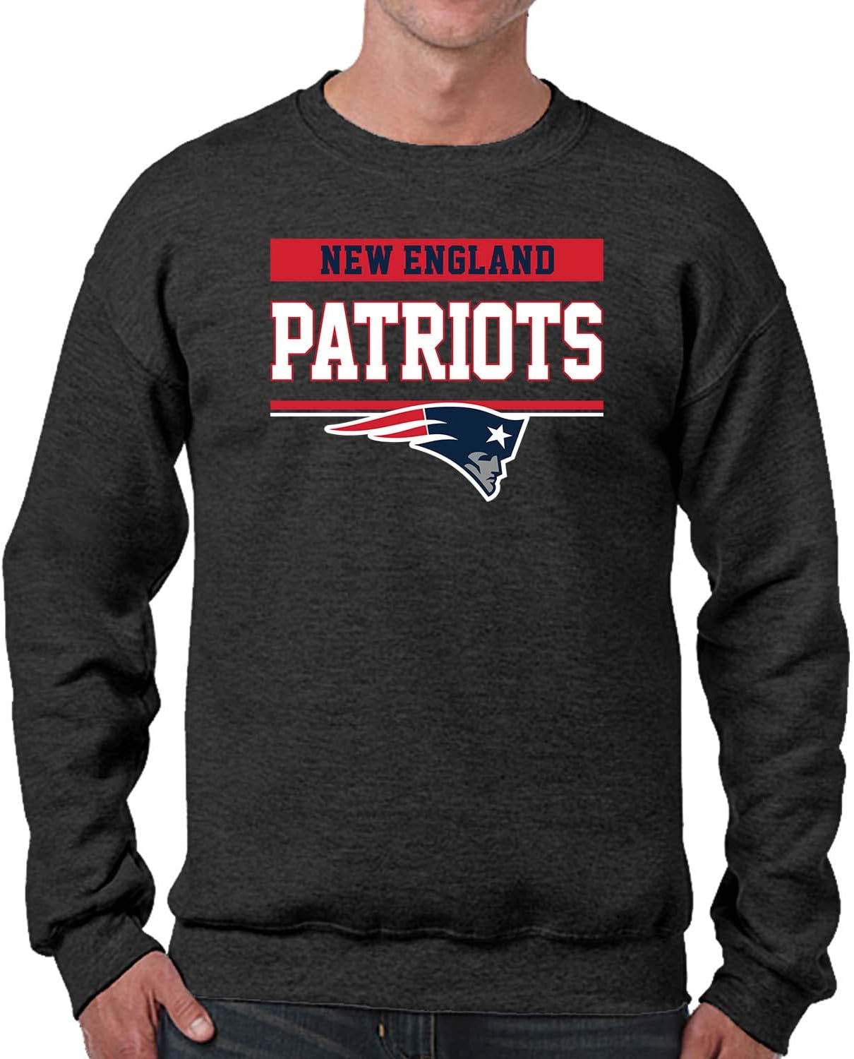 New England Patriots Charcoal Crewneck Sweatshirt for Fans